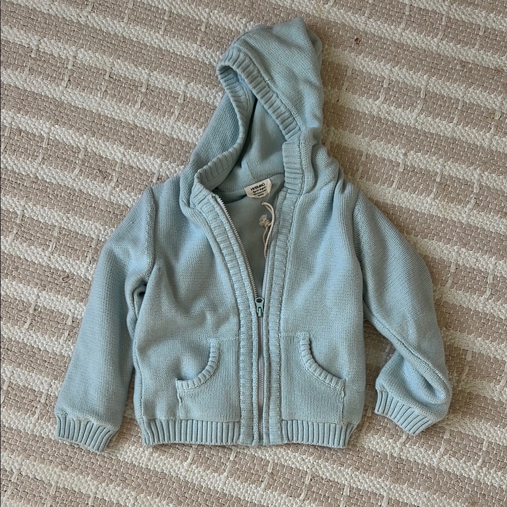 Blue Hooded Sweatshirt with Zip-Up Design